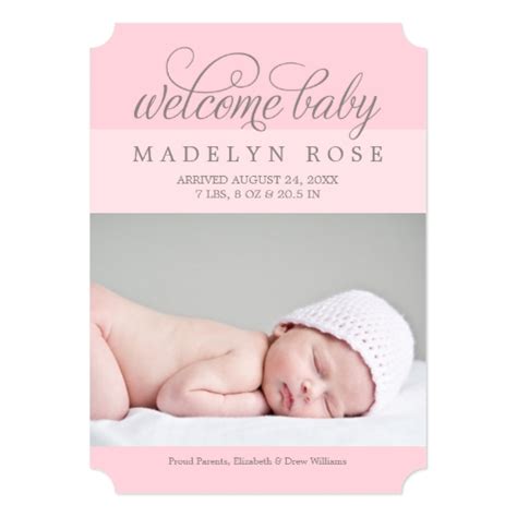 Welcome Baby Girl | Photo Birth Announcement | Zazzle