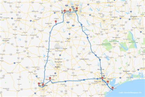 Places Missed On The 'perfect' Texas Road Trip Map | Roadloans - Texas Road Map 2018 | Printable ...