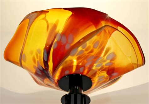 Art Deco Style Iron Uplight Blown Glass Floor Lamp Marble Base Chihuly Style at 1stDibs