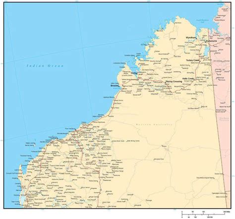 Kimberley Region Western Australia Road map in Adobe Illustrator vector ...