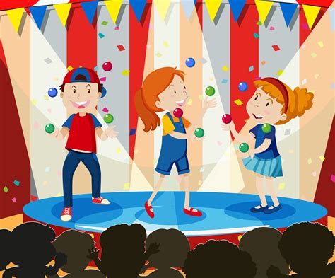 Children Perform Juggling on Stage 303002 Vector Art at Vecteezy