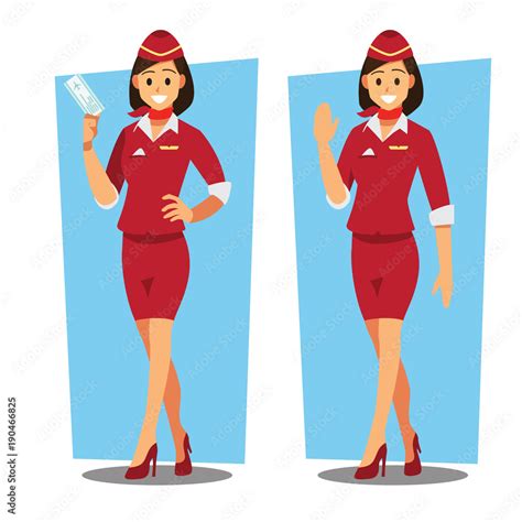 flying attendants ,air hostess , Vector illustration cartoon character ...