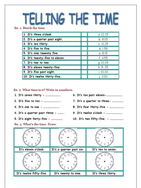 Telling The Time Worksheet