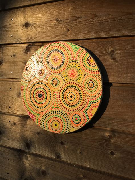 Round canvas Dotpainting 29cm Yellow | Etsy