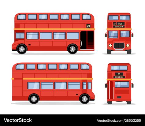 London double decker red bus cartoon Royalty Free Vector