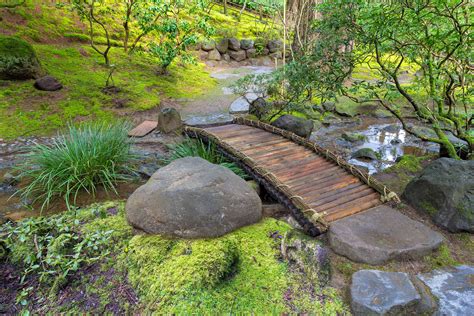 Wooden Garden Bridge Over Small Water Stream | Photo Remodeling Analysis