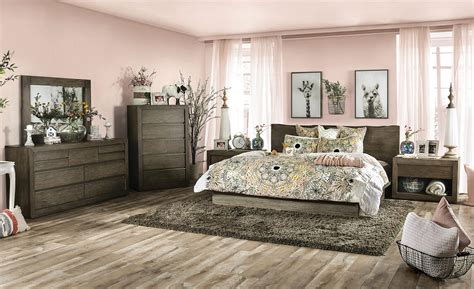 Natural Solid Wood King Bedroom Set 3Pcs BELGRADE CM7613-EK FOA Rustic ...