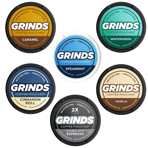 Grinds Coffee Pouches Sampler Pack | Caramel, Espresso, Cinnamon Roll ...