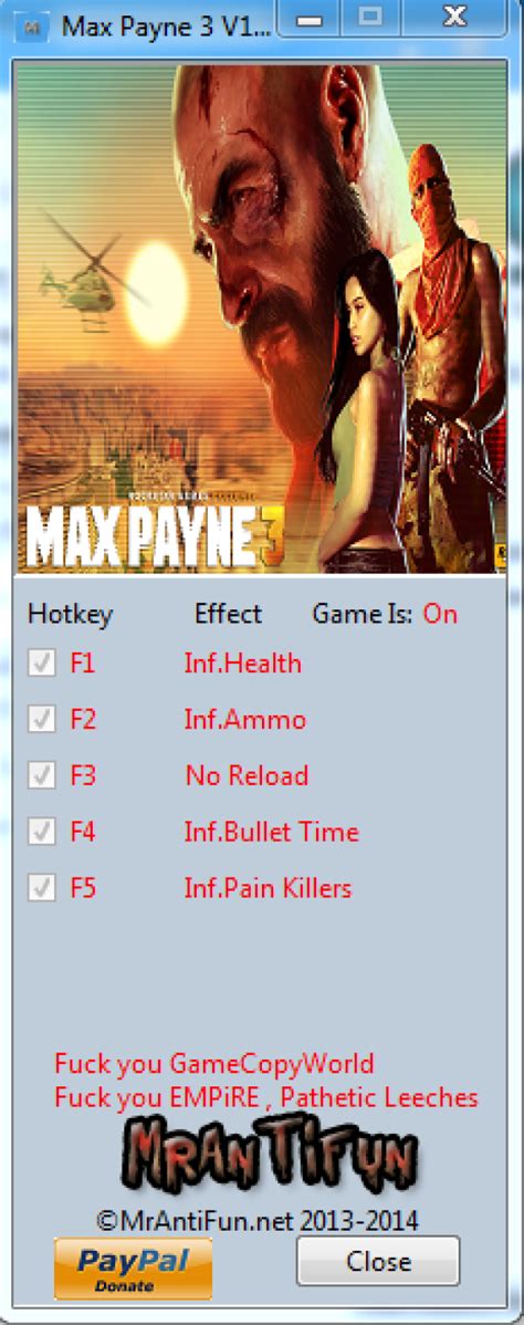 Скачать Max Payne 3: Трейнер/Trainer (+5) [1.0.0.130] {MrAntiFun}