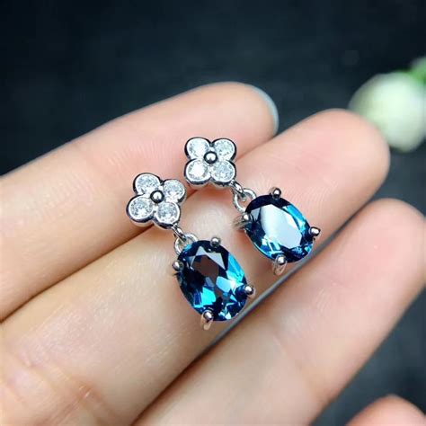 Aliexpress.com : Buy natural blue topaz drop earrings 925 silver natural gemstone earrings women ...