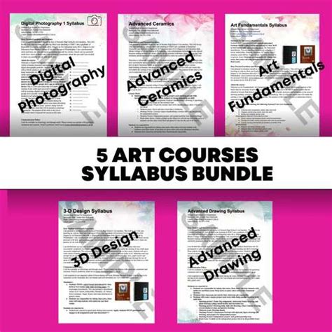 5 ART Course Syllabus BUNDLE for High School or Middle School Art Courses