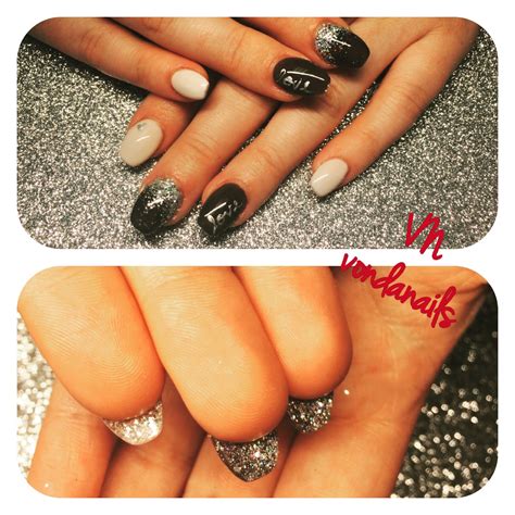 Valentines nails with glitter