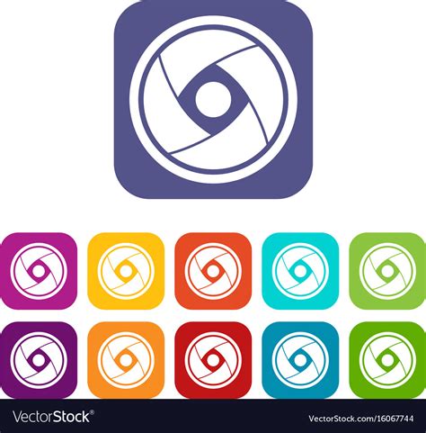 Camera lens icons set Royalty Free Vector Image