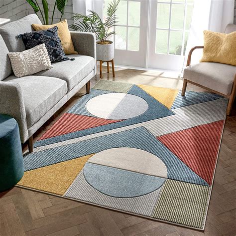 Multi Modern Geometric Boxes Circles Pattern Soft Area Rug – Ashley Area Rugs