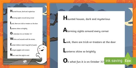 Halloween Acrostic Poem Example, Acrostic WAGOLL - Twinkl