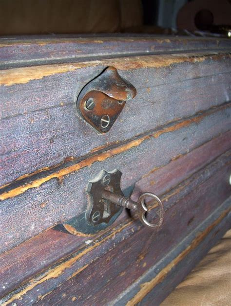 RESERVED Antique Wooden Tool Chest / 1880s Handmade Wooden Trunk with Drawers / Skeleton Key ...