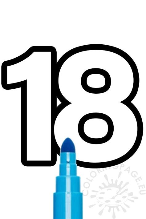 Free printable Number 18 template | Coloring Page