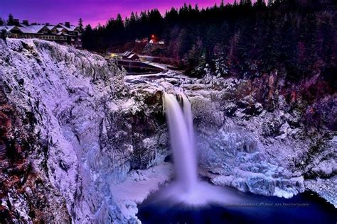 ~ Snoqualmie Falls sunset on a frigid night/credit: Carlos Maxwell Fine ...