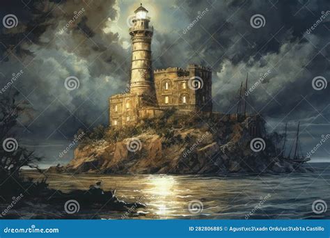 Painting from a Drawing of the Ancient Lighthouse of Alexandria in ...