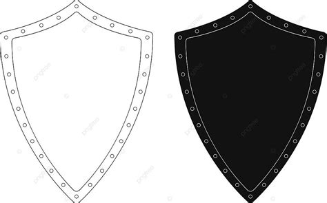 Medieval Knight Shield With Rivets Contour Silhouette Linear Contour Shield Vector, Linear ...