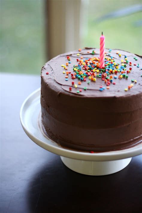 Chocolate Birthday Cake with Sprinkles and Candle