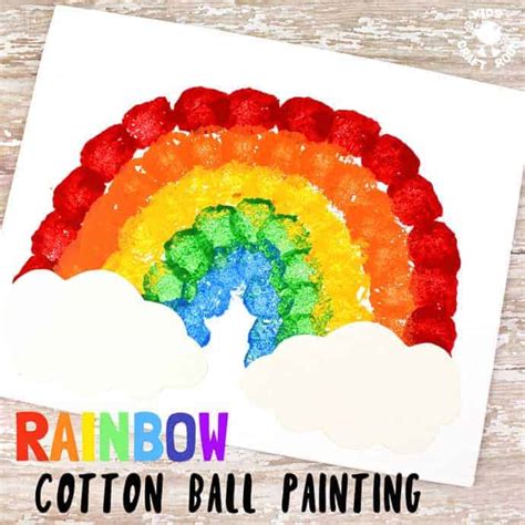 Rainbow Cotton Ball Painting - Kids Craft Room