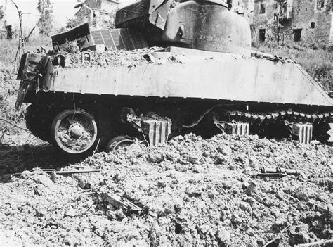 Knocked Out American M4 Sherman Tank in Ruins of Castelforte Italy 1944 | World War Photos