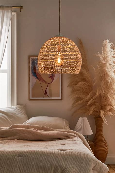 Swirling Rattan Pendant Light | Pendant lighting bedroom, Hanging bedroom lights, Bedroom pendant