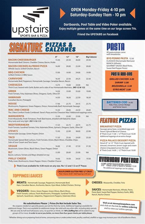 Menu | Steve’s Pizza Palace