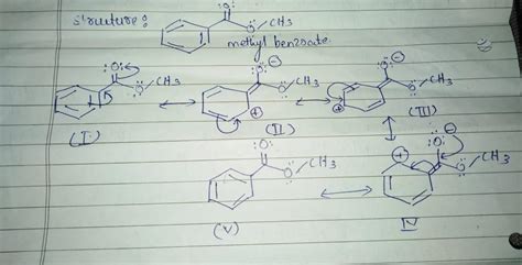 how to make resonating structures of Methylbenzoate - Brainly.in