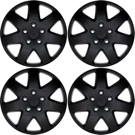 4 Pc Set of 16" Matte Black Hub Caps Rim Cover for OEM Steel Wheel ...