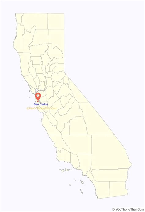 Map of San Carlos city, California - Thong Thai Real