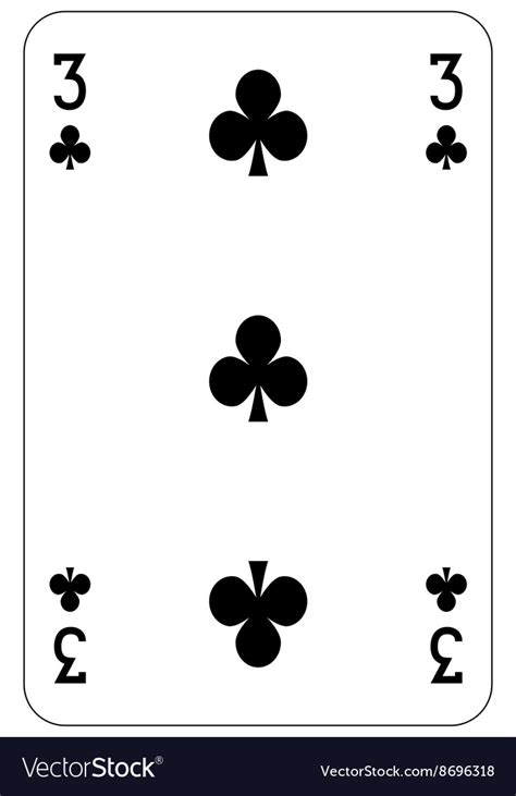 Poker playing card 3 club Royalty Free Vector Image