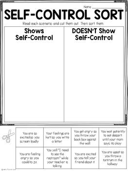 Social Emotional Learning: Self Control Lesson and Printables by Haley ...