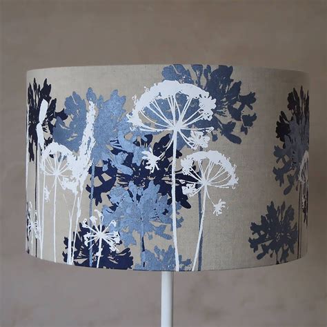 Botanical Lampshade White, Navy And Pale Blue | Blue and white fabric ...