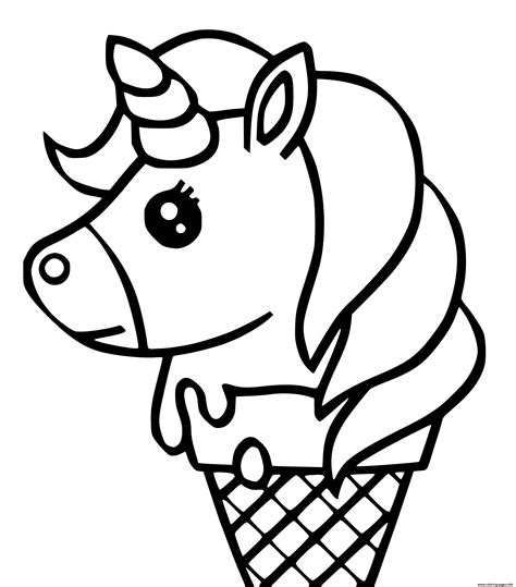 Cute Unicorn Ice Cream Kawaii Coloring page Printable