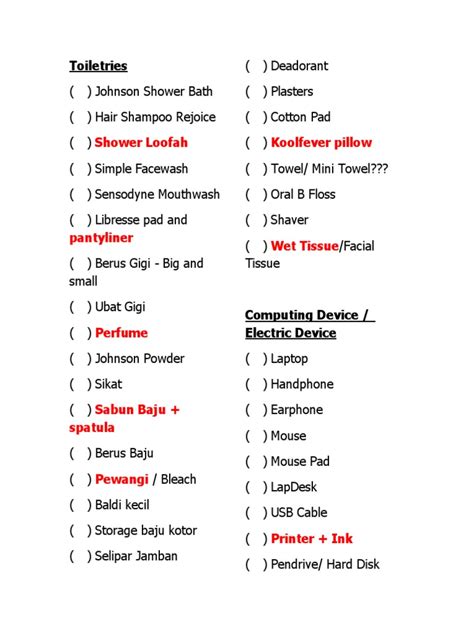 Hostel Checklist 2017.Doc