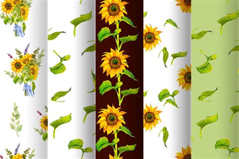 Sunflower Digital Scrapbook Paper seamless sunflower patterns | Etsy