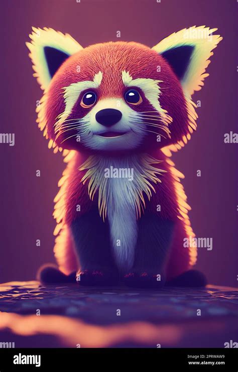 Red panda animation style character, anime style, 3d illustration Stock ...