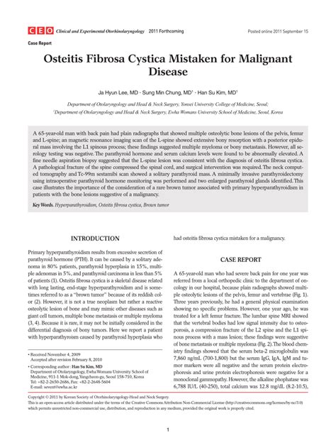 (PDF) Osteitis Fibrosa Cystica Mistaken for Malignant Disease