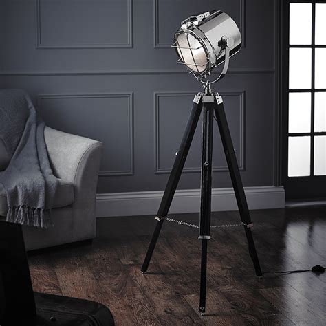 Cinematic Style Chrome Tripod Spot Light Floor Lamp | EH-NAUTICAL-FL