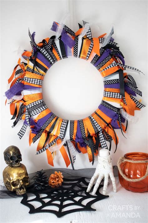 Halloween Ribbon Wreath - Crafts by Amanda - Halloween Crafts