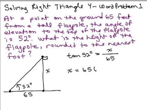 Solve Right Triangles 4 word problem - YouTube