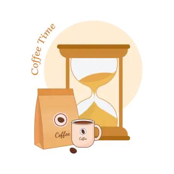 Coffee Break With Houglass Vector Illustration, Coffee Break, Takeaway Coffee, Hourglass PNG and ...