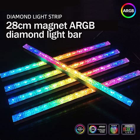 Diamond LED Strip ARGB Light Magnetic Rainbow M/B con 28cm ARGB LED Strip Kit Asus Aura Sync ...