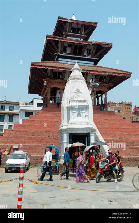 Kamdev Temple and Maju Dega. Crowd of tourists visit the famous Durbar ...