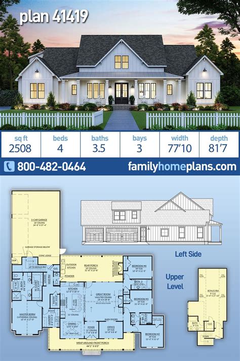 Plan 41419 | 4 Bedroom Country House Plan with Outdoor Kitchen and ...