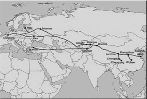 Map of the New Silk Road project. Source: Wikipedia. | Download ...