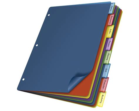 Cardinal Poly Divider (w/o Pockets), 8 Tab, Multicolor