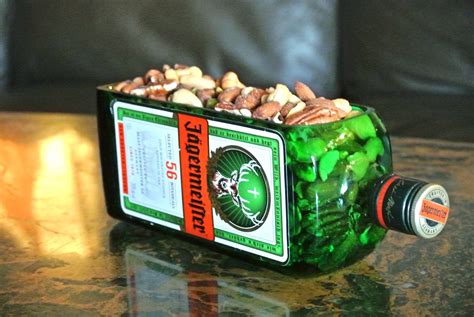 Jagermeister Bottle Snack Dish - Green Glass Serving Dish Or Planter | Glass serving dishes ...